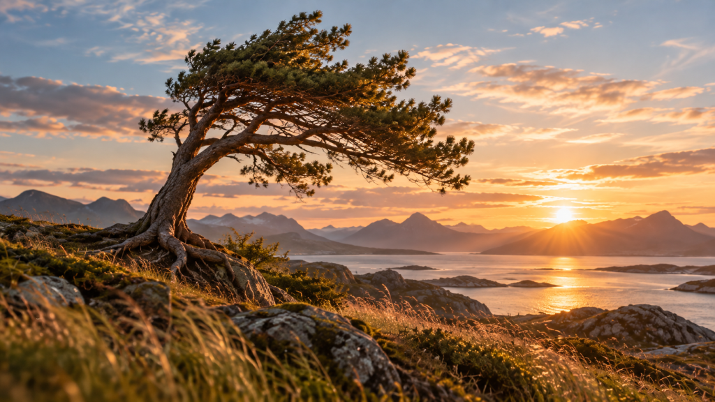 Baum im Wind als Bild für Stabilität und Beweglichkeit