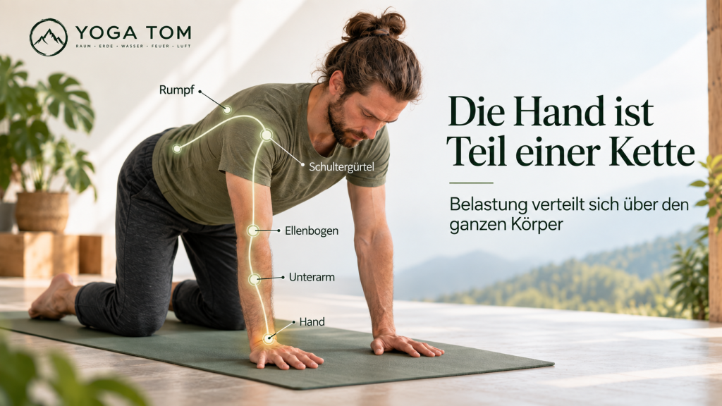 Hand als Teil einer Körperkette vom Handgelenk über den Schultergürtel bis zum Rumpf